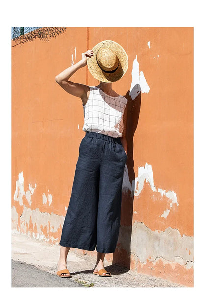 Lavisa - Cropped Wide Leg Linen Pants