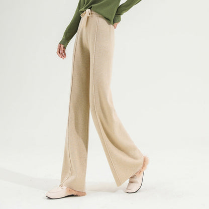 Lavisa - Drawstring High Waist Merino Wool Relaxed Trousers