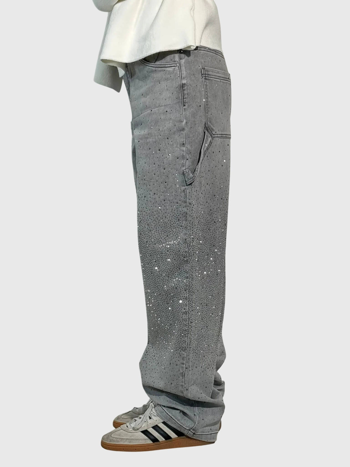 Lavisa - Elegant Diamond Embellished Loose Fit Pants for Women