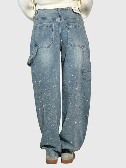 Lavisa - Elegant Diamond Embellished Loose Fit Pants for Women