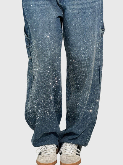 Lavisa - Elegant Diamond Embellished Loose Fit Pants for Women