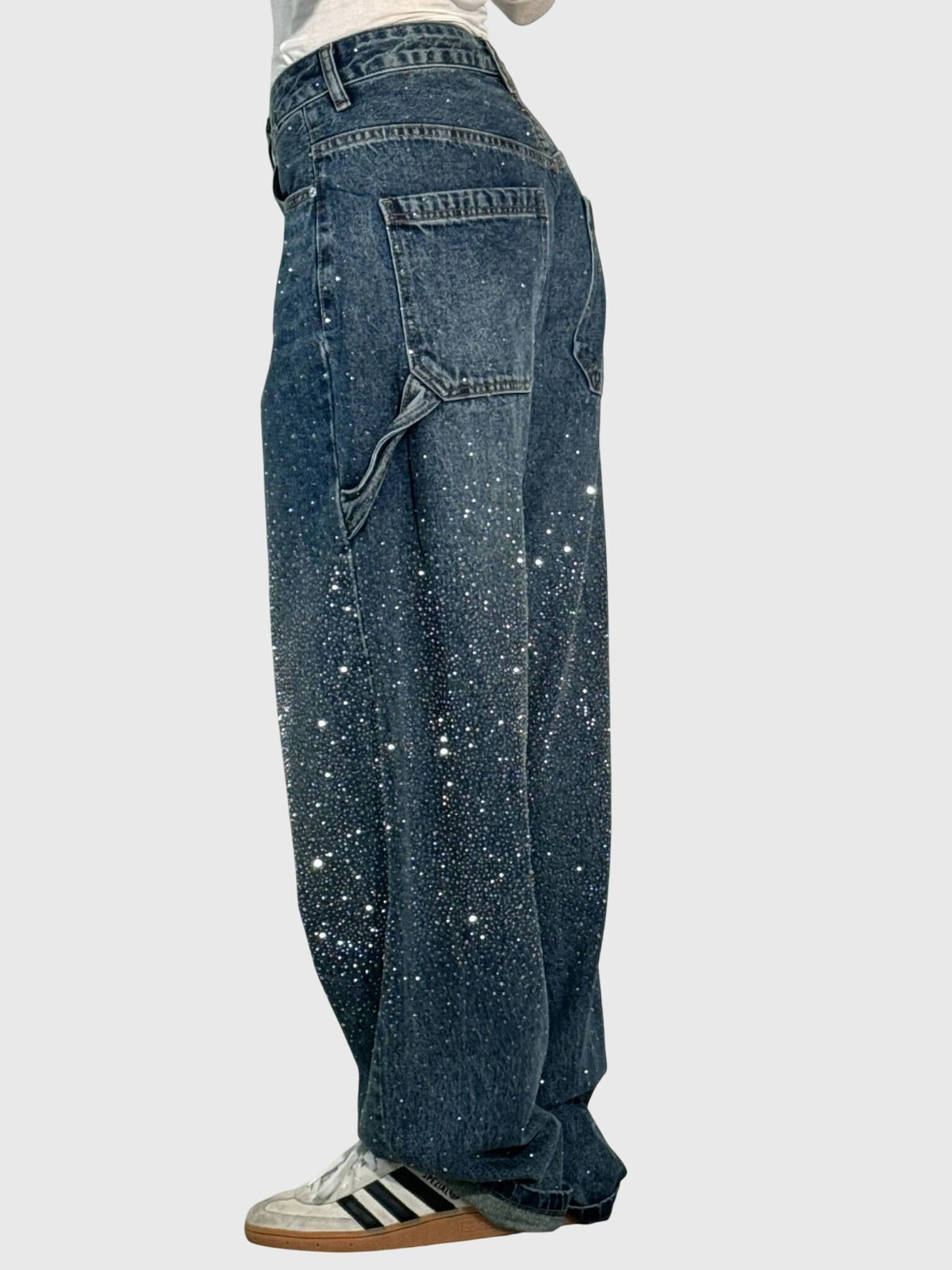 Lavisa - Elegant Diamond Embellished Loose Fit Pants for Women