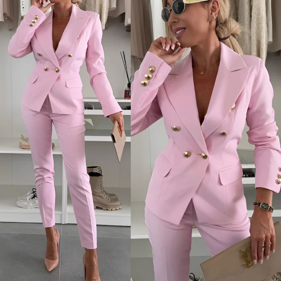 Lavisa - Elegant Double Breasted Suit Set Blazer and Trousers