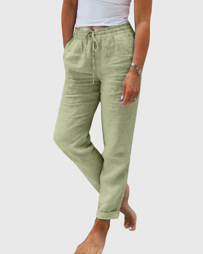 Lavisa - Elegant High Waisted Trousers with Elastic Waist