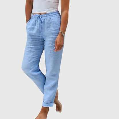 Lavisa - Elegant High Waisted Trousers with Elastic Waist