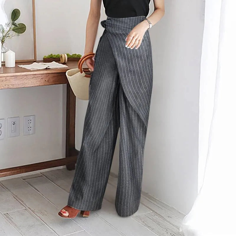Lavisa - Everyday Wrap Front Cotton Wide Leg Pants