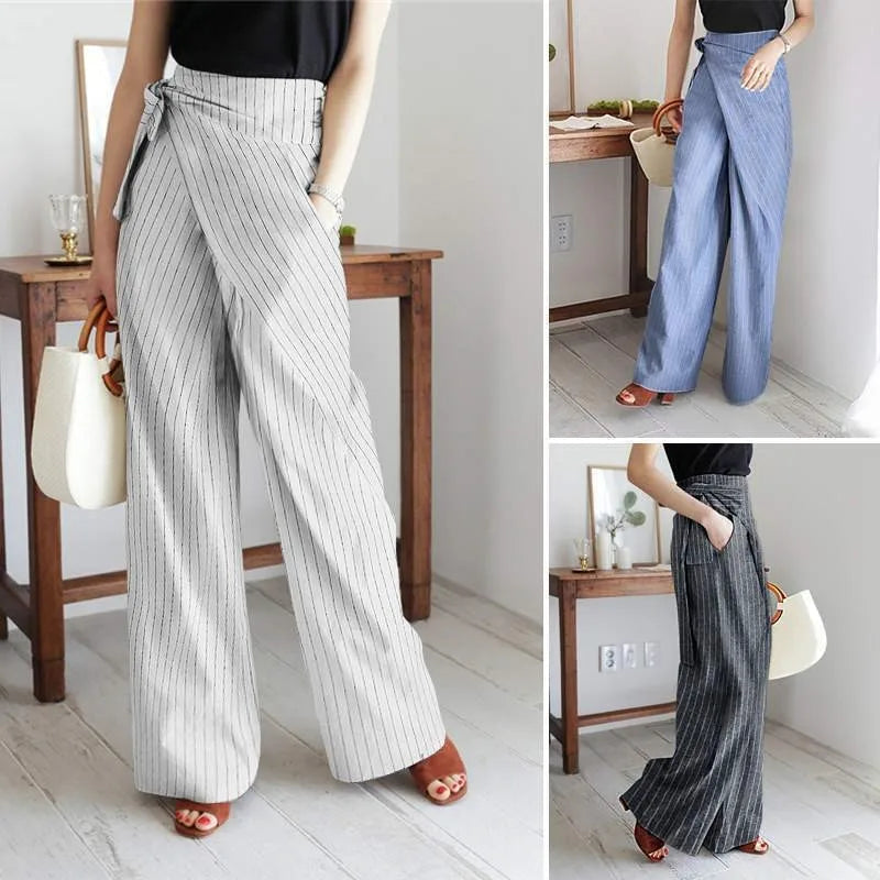 Lavisa - Everyday Wrap Front Cotton Wide Leg Pants