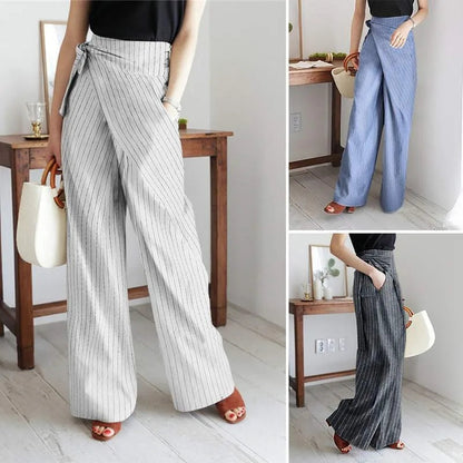 Lavisa - Everyday Wrap Front Cotton Wide Leg Pants