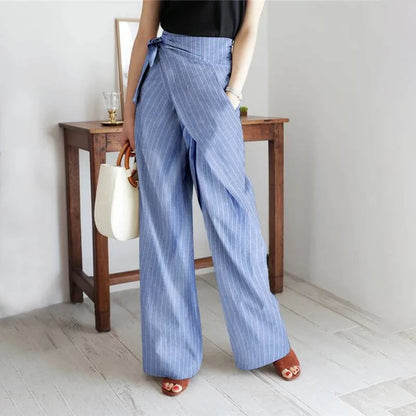 Lavisa - Everyday Wrap Front Cotton Wide Leg Pants