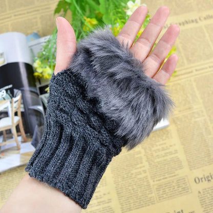 Lavisa - Faux Fur Fingerless Winter Gloves