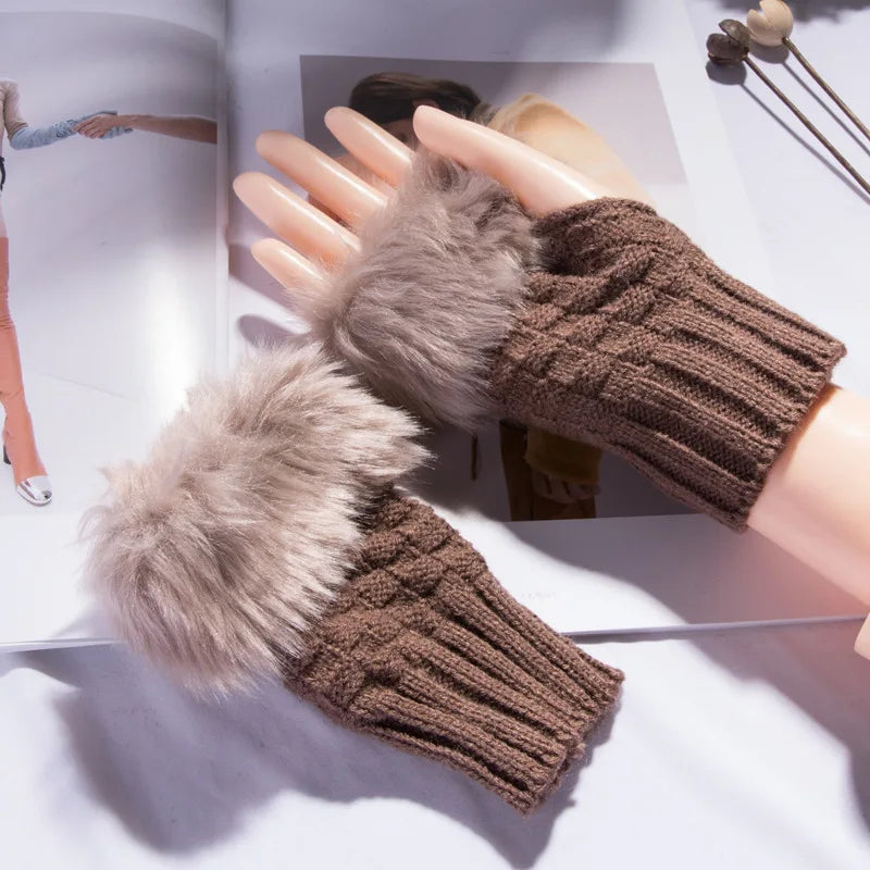 Lavisa - Faux Fur Fingerless Winter Gloves