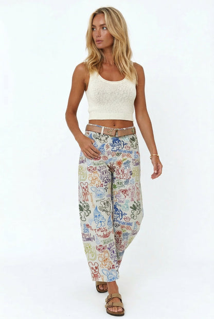 Lavisa - Florence Floral Tapestry Wide Leg Jeans