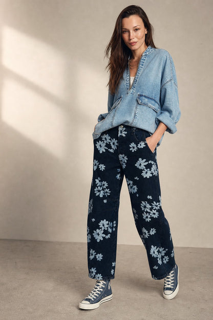 Lavisa - Florence Floral Tapestry Wide Leg Jeans