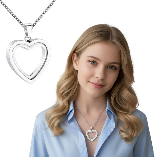 Heart Urn Pendant Necklace - Cremation Keepsake Jewelry - Front View | Lavisa