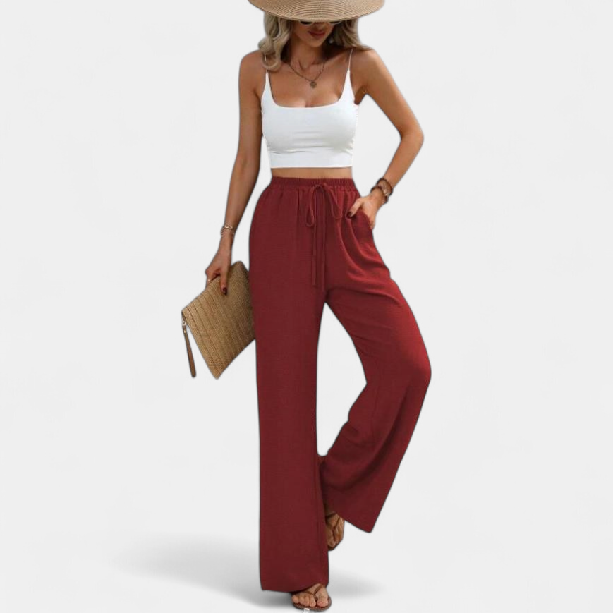 Lavisa - High Waist Wide Leg Dress Pants for Women - Elegant Office & Brunch Trousers