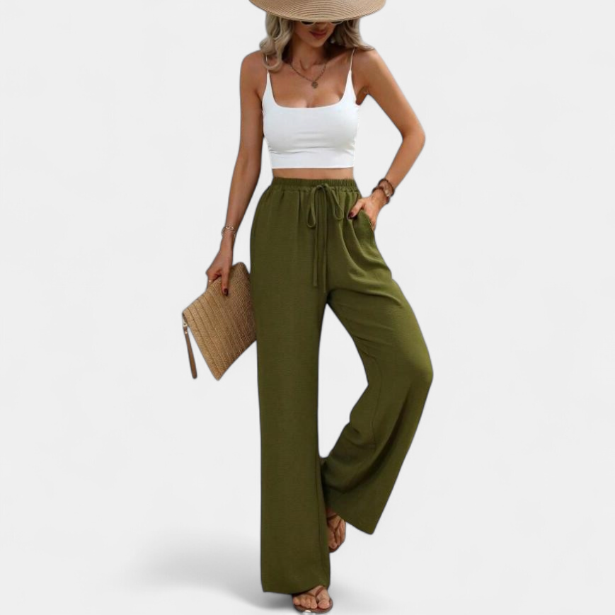 Lavisa - High Waist Wide Leg Dress Pants for Women - Elegant Office & Brunch Trousers
