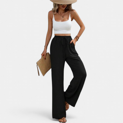 Lavisa - High Waist Wide Leg Dress Pants for Women - Elegant Office & Brunch Trousers