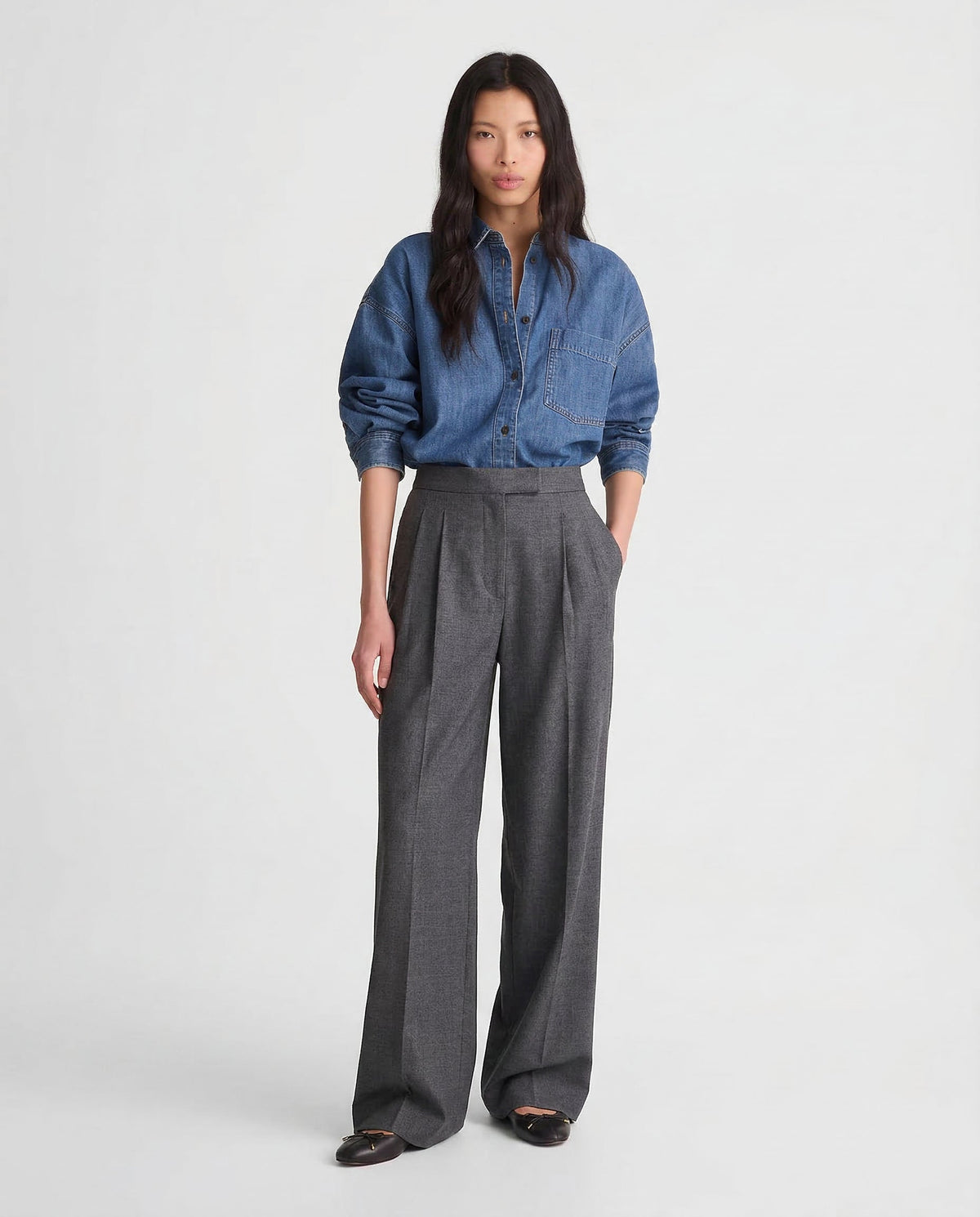 Lavisa - High Waisted Cotton Draped Wide Leg Pants