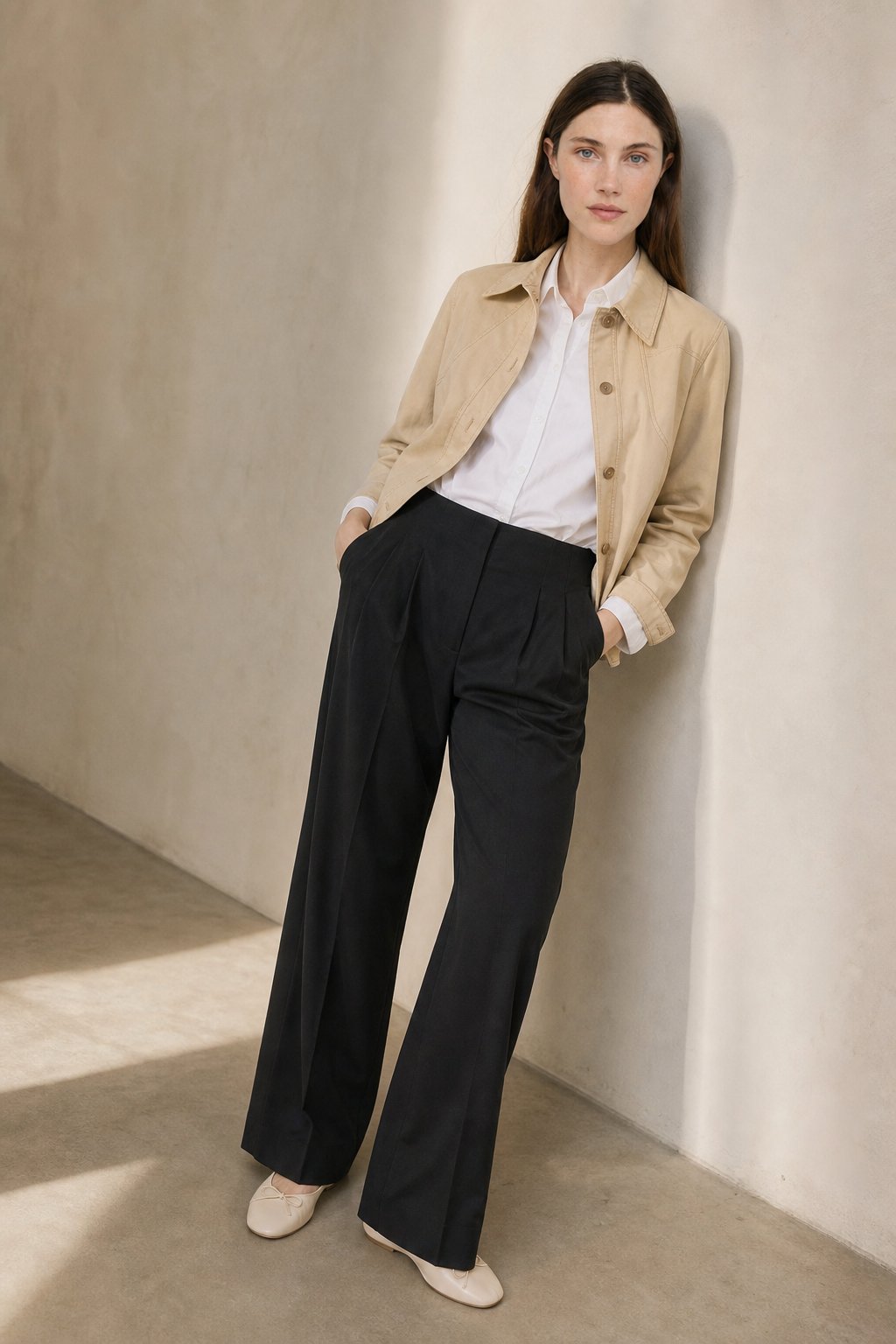Lavisa - High Waisted Cotton Draped Wide Leg Pants