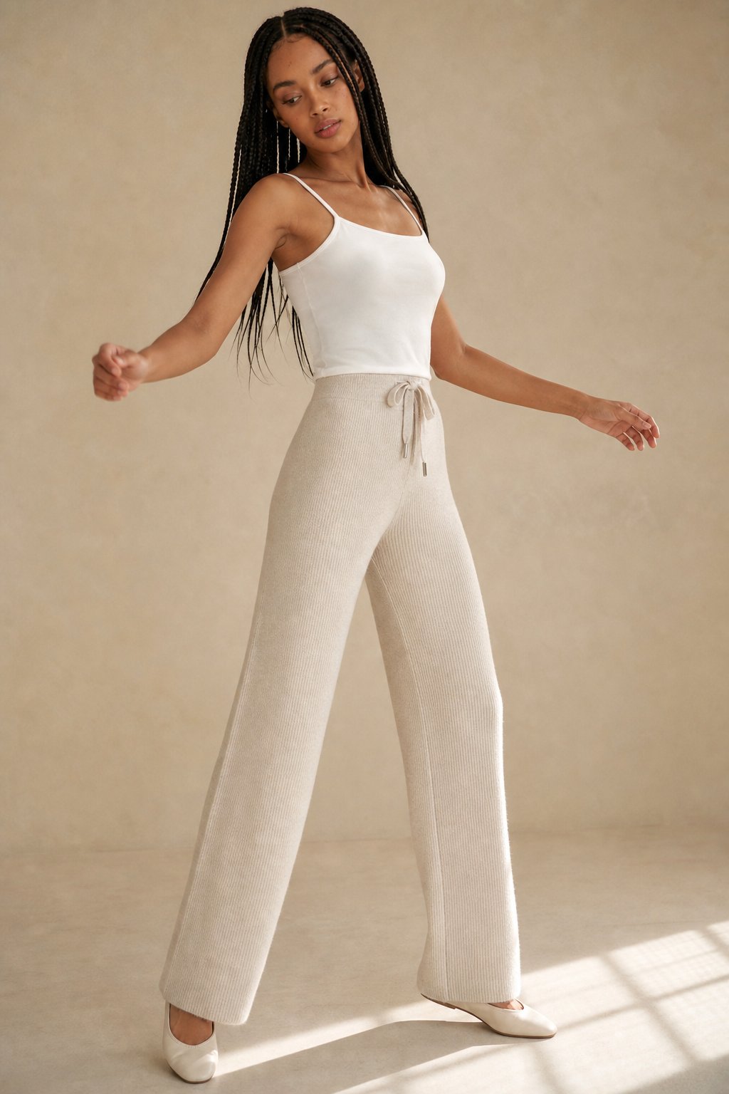 Lavisa - High Waisted Knitted Wide Leg Pants