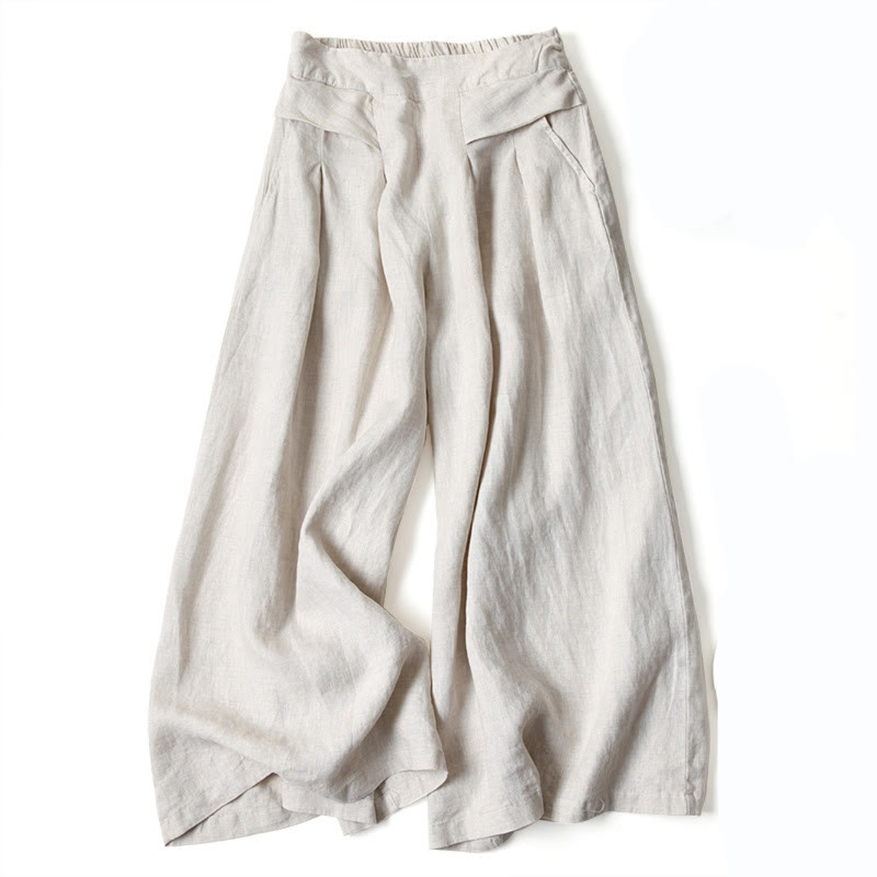Lavisa - High Waisted Linen Wide Leg Trousers