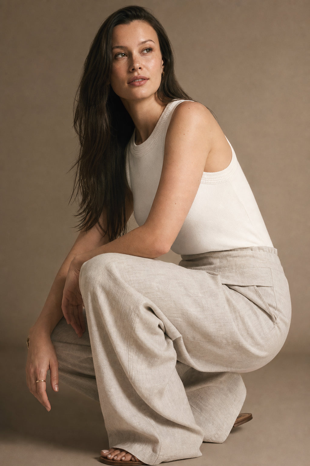 Lavisa - High Waisted Linen Wide Leg Trousers