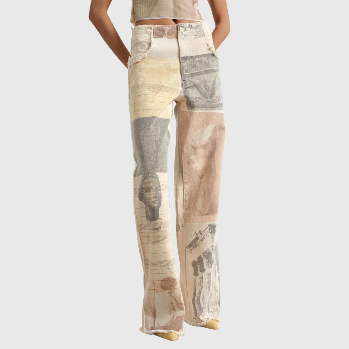 Lavisa - High Waisted Wide Leg Jeans with Raw Hem