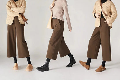 Lavisa - High-Waisted Woolen Wide-Leg Pants