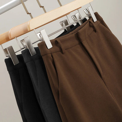 Lavisa - High-Waisted Woolen Wide-Leg Pants