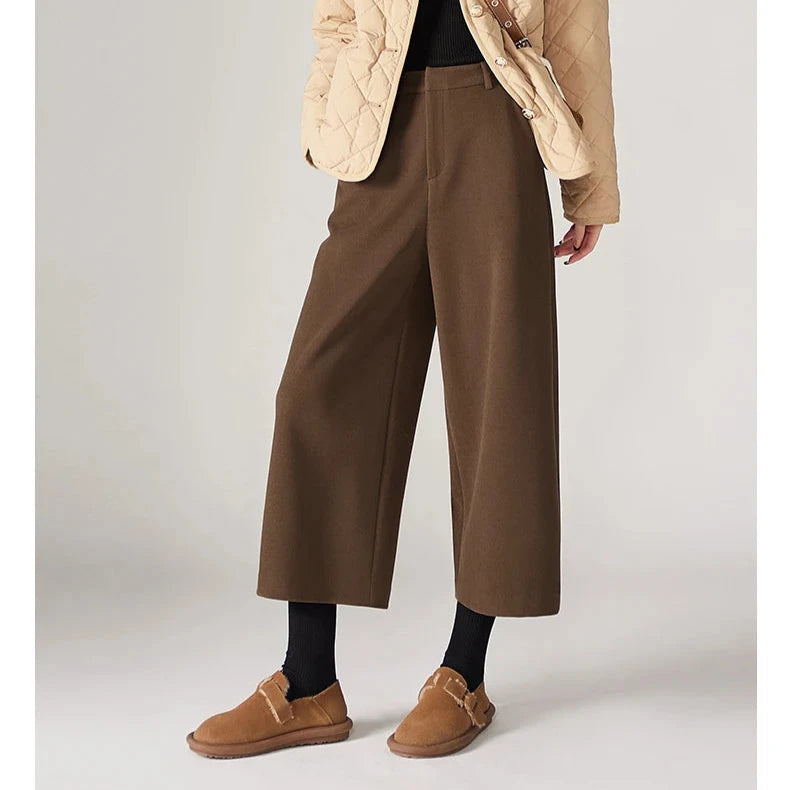 Lavisa - High-Waisted Woolen Wide-Leg Pants