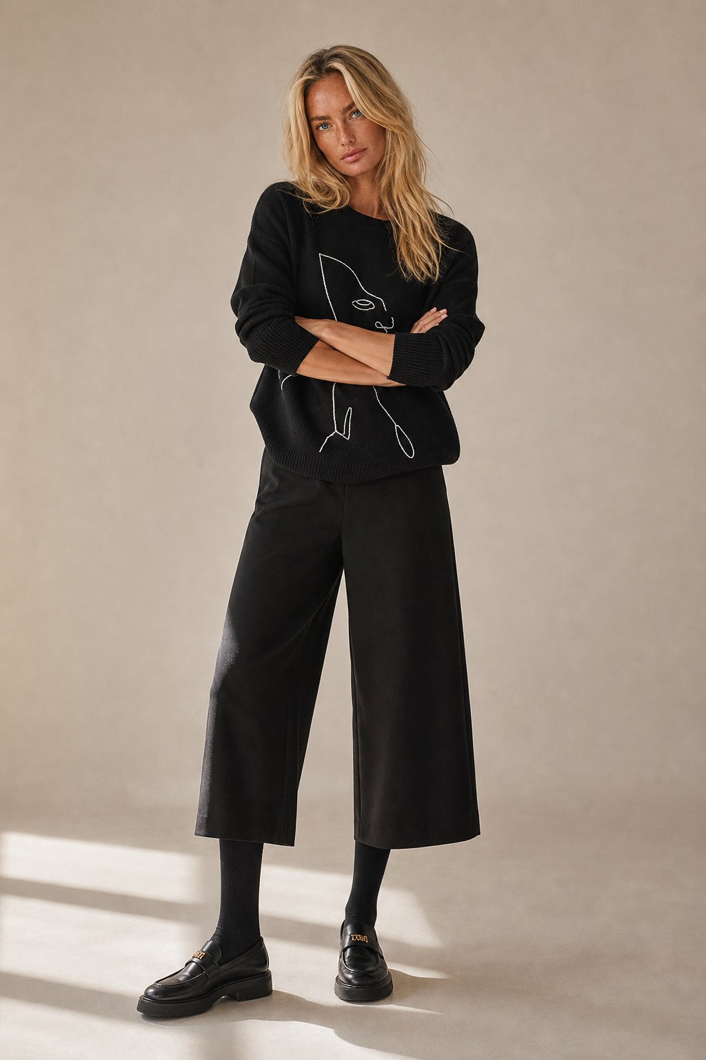 Lavisa - High-Waisted Woolen Wide-Leg Pants