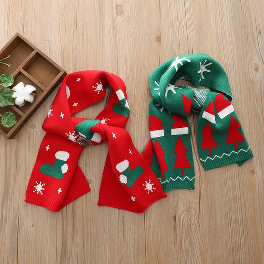 Kids Christmas Knit Scarf - Front View | Lavisa