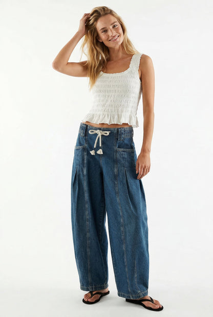 Lavisa - Marlowe Drawstring Wide Leg Denim Pants