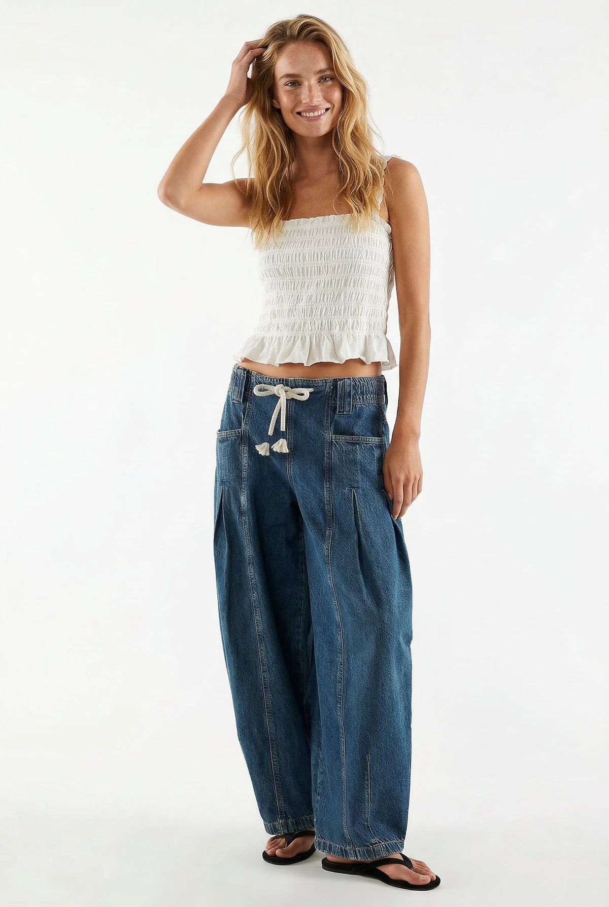 Lavisa - Marlowe Drawstring Wide Leg Denim Pants