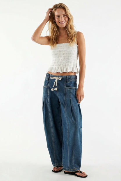 Lavisa - Marlowe Drawstring Wide Leg Denim Pants