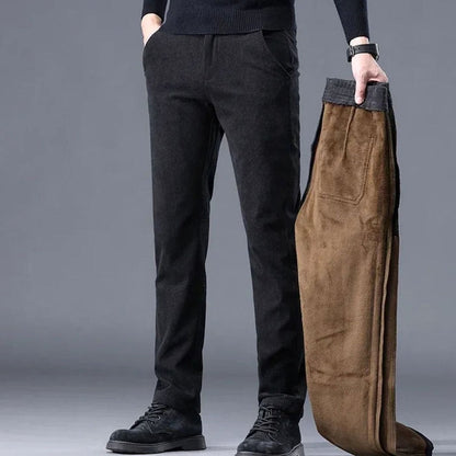 Lavisa - Mens Fleece Lined Corduroy Straight Fit Pants