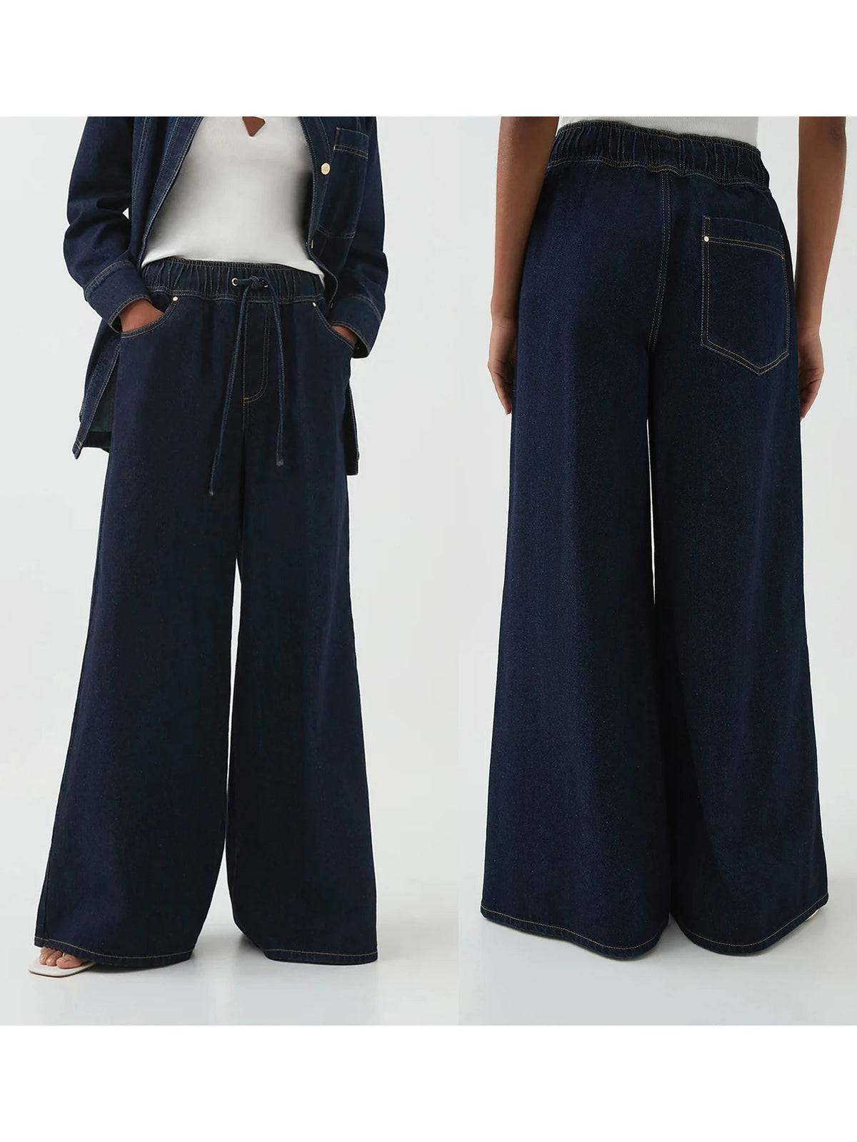 Lavisa - Monaco Drawstring Wide Leg Denim Jeans