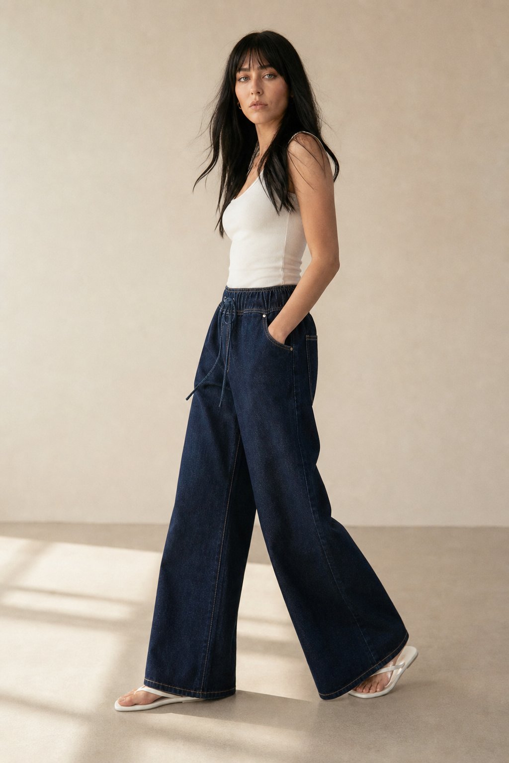 Lavisa - Monaco Drawstring Wide Leg Denim Jeans