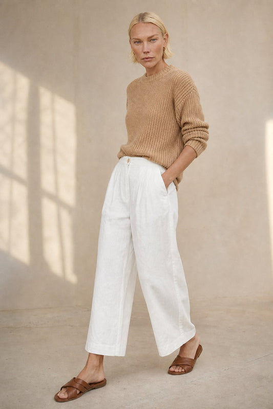 Lavisa - Pleated Linen Culotte Pants
