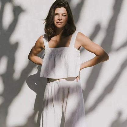 Lavisa - Pleated Linen Culotte Pants