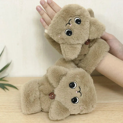 Lavisa - Plush Animal Convertible Fingerless Gloves