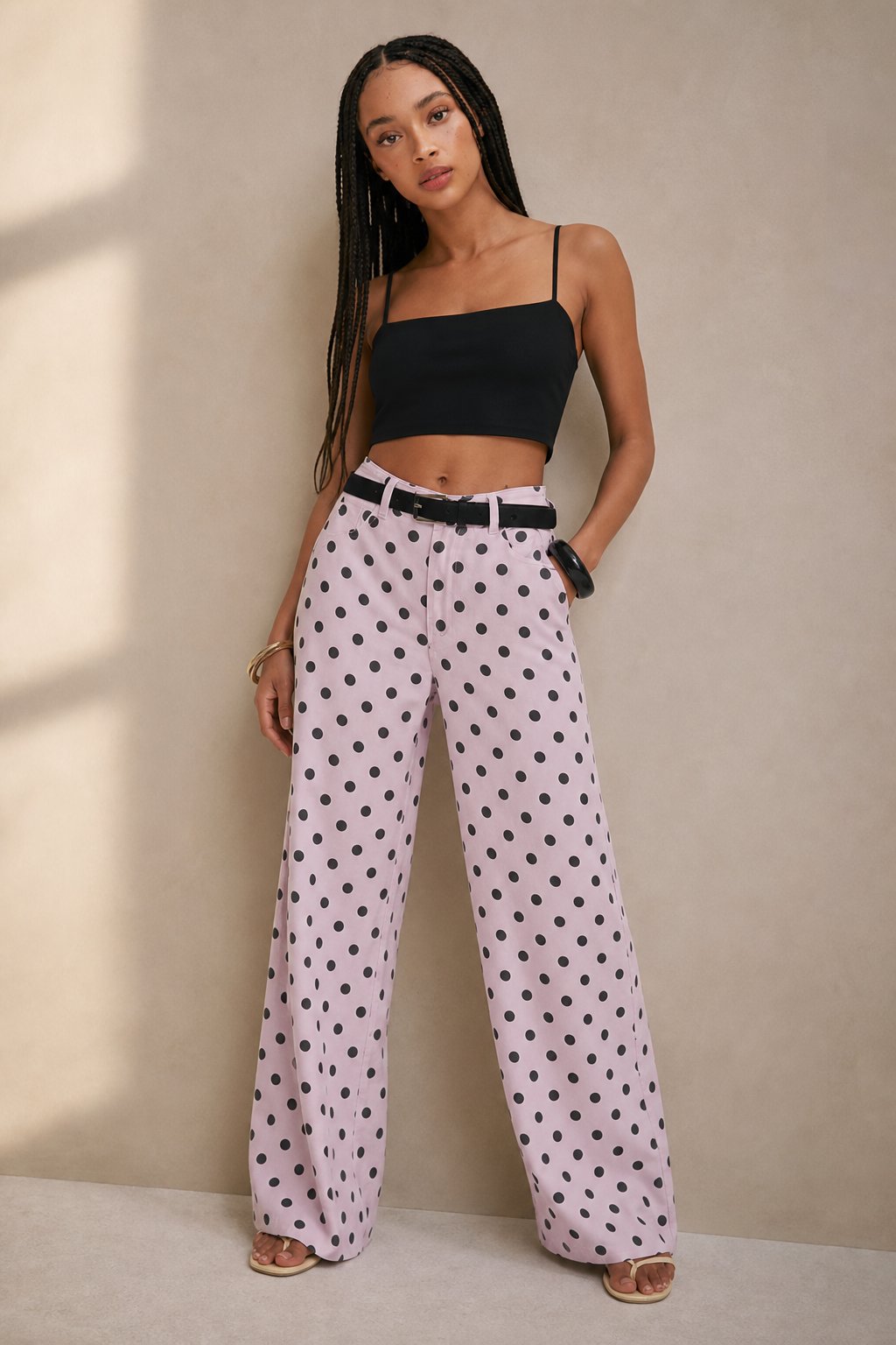 Lavisa - Polka Dot High Waisted Wide Leg Trousers