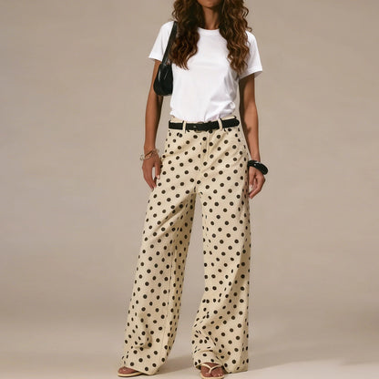 Lavisa - Polka Dot High Waisted Wide Leg Trousers