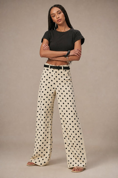 Lavisa - Polka Dot High Waisted Wide Leg Trousers