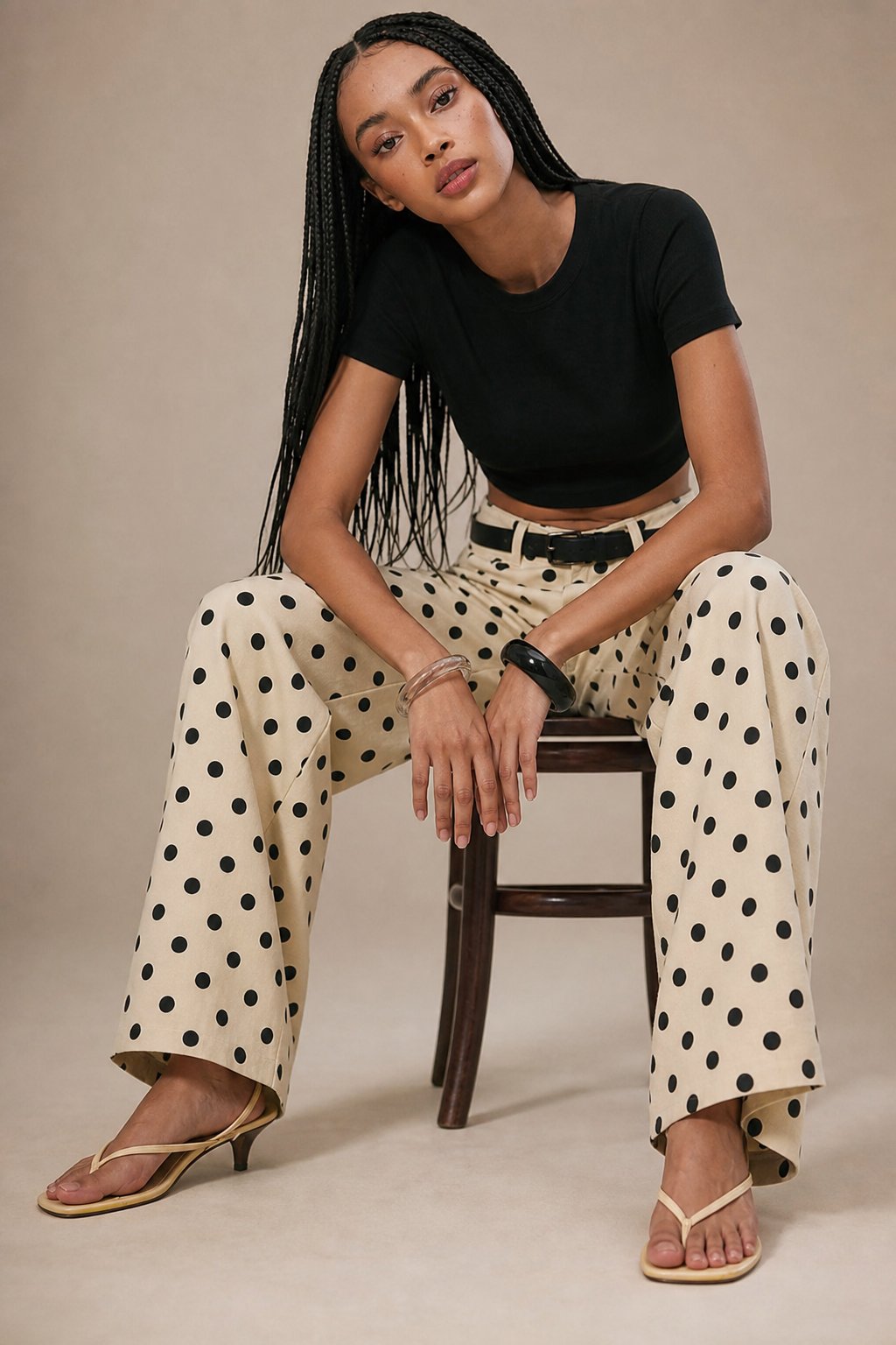 Lavisa - Polka Dot High Waisted Wide Leg Trousers