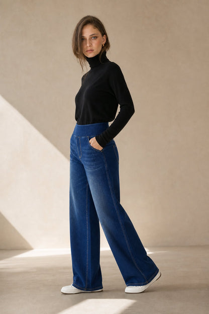 Lavisa - Pull On High Waisted Wide Leg Jeans