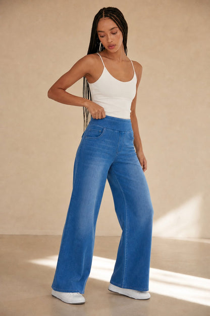 Lavisa - Pull On High Waisted Wide Leg Jeans