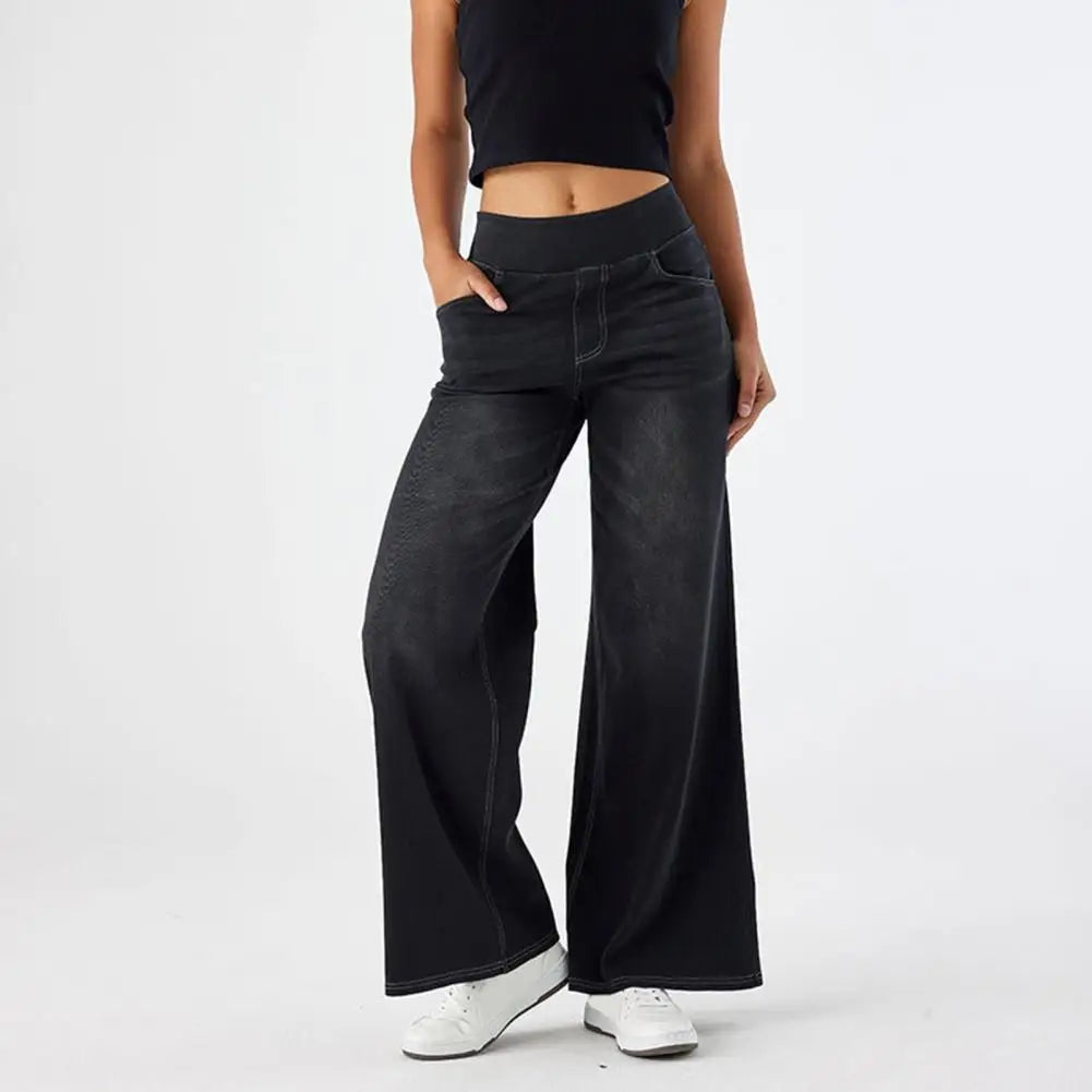 Lavisa - Pull On High Waisted Wide Leg Jeans