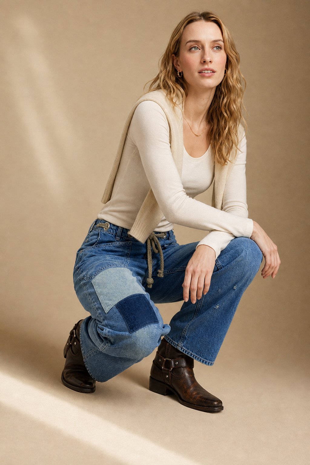 Lavisa - Relaxed Drawstring Cotton Utility Jeans