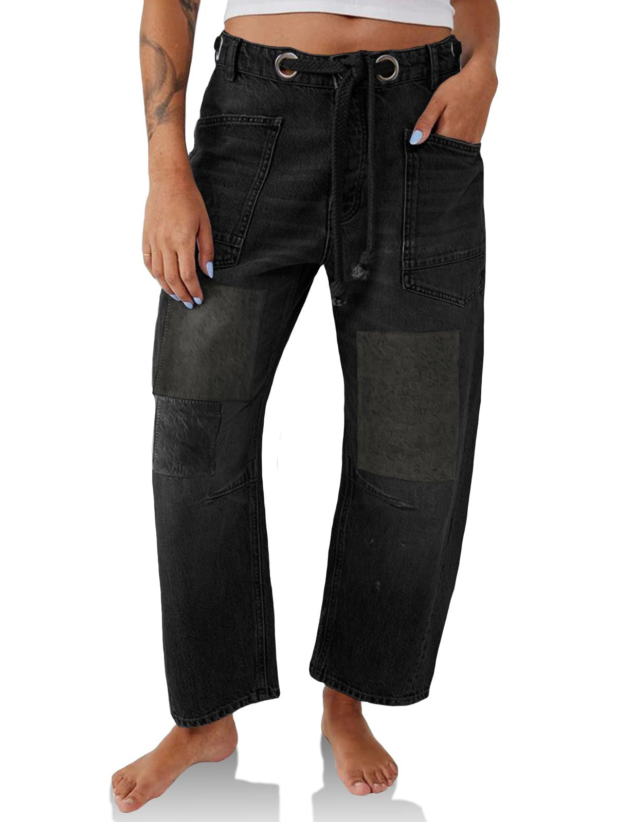 Lavisa - Relaxed Drawstring Cotton Utility Jeans